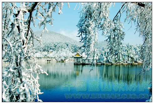 庐山如琴湖雪景