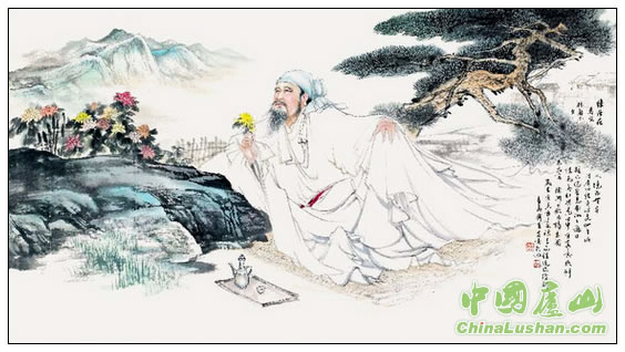 采菊东篱下 悠然见南山 程连欧画