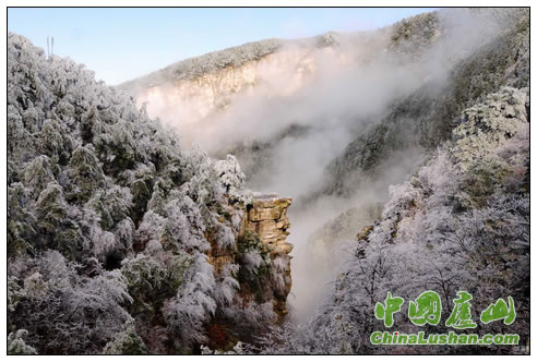 庐山苍翠山岭换银装 冰雪景观美不胜收